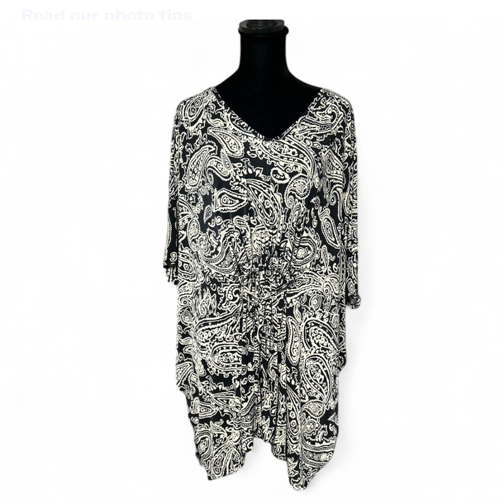 g Black and White Paisley Tunic Top XXL